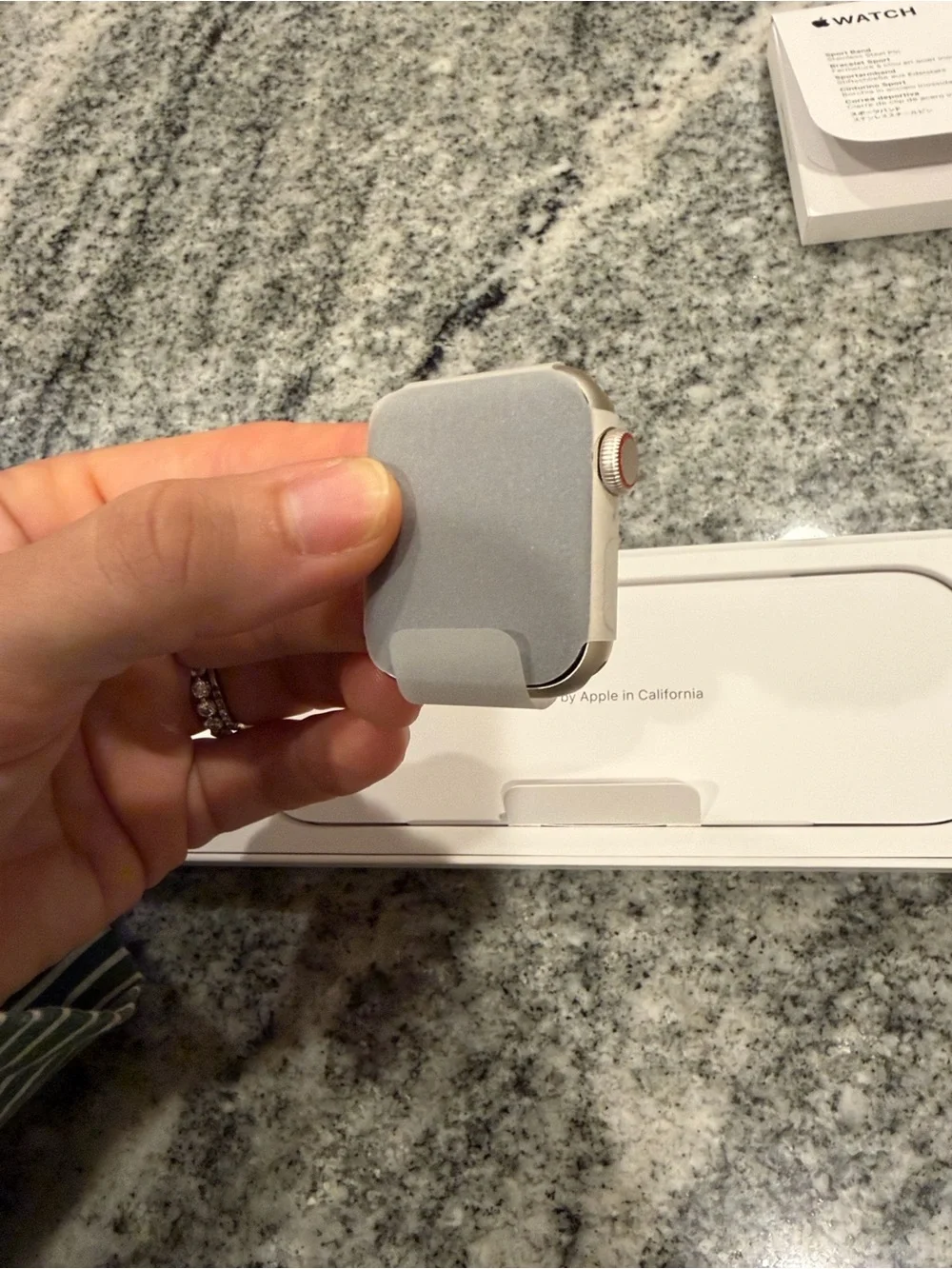 Apple Watch with Silver Case and Cream band